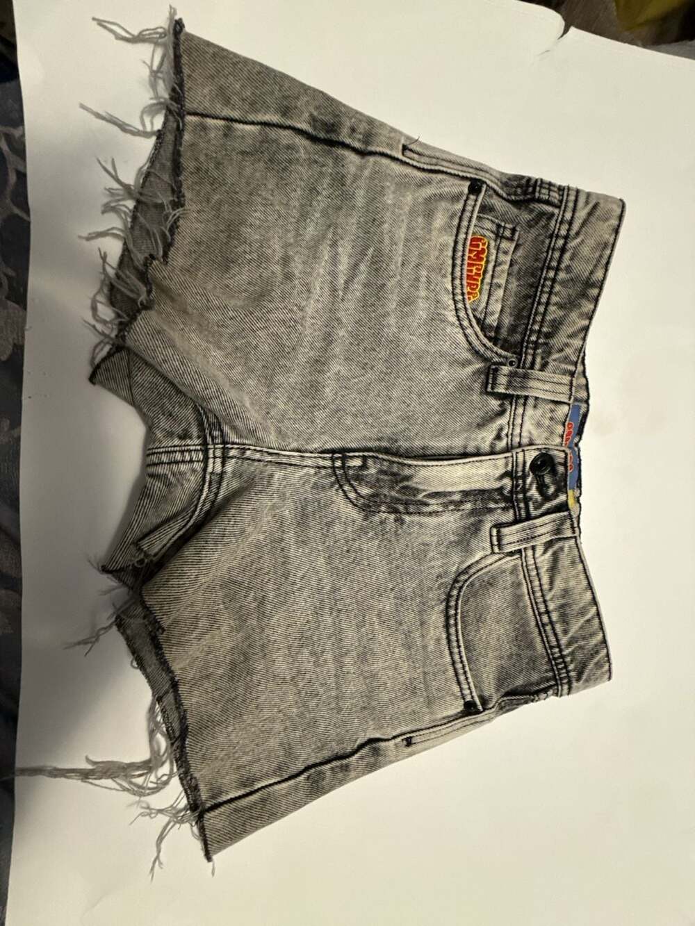 Empyre Acid Wash Raw Hem Denim Shorts